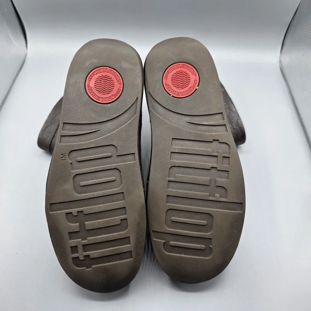 Fitflop Crush‎ Boots Womens 8 Brown Leather  Platform Comfort Shoes Slouchy Zip